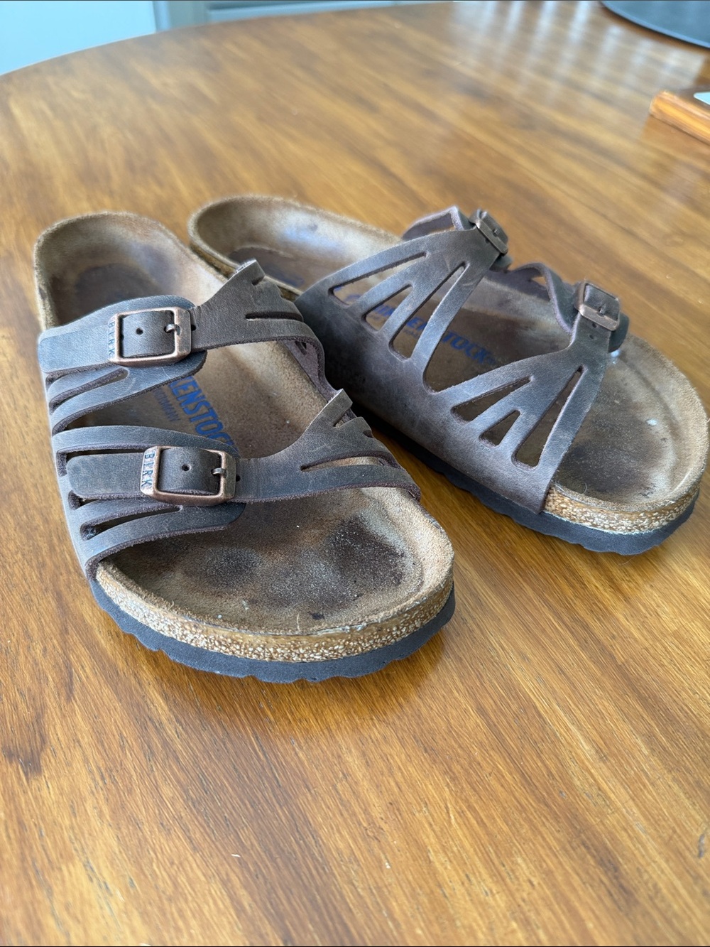 Birkenstock adult women’s  Dark Brown Suede Slide Sandals in regular width